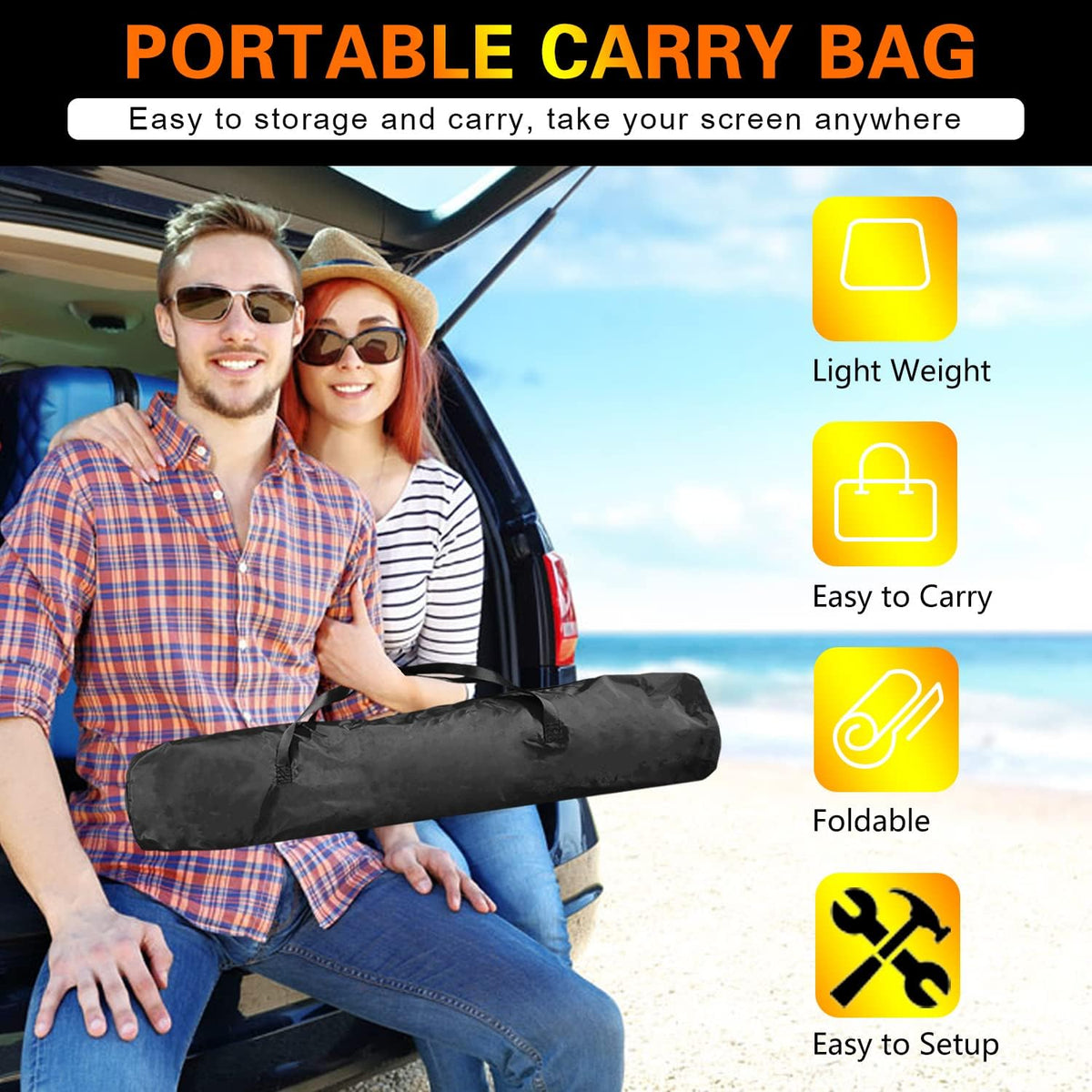 120 inch 16:9 Portable Projector Screen with Stand and Carry Bag Q795