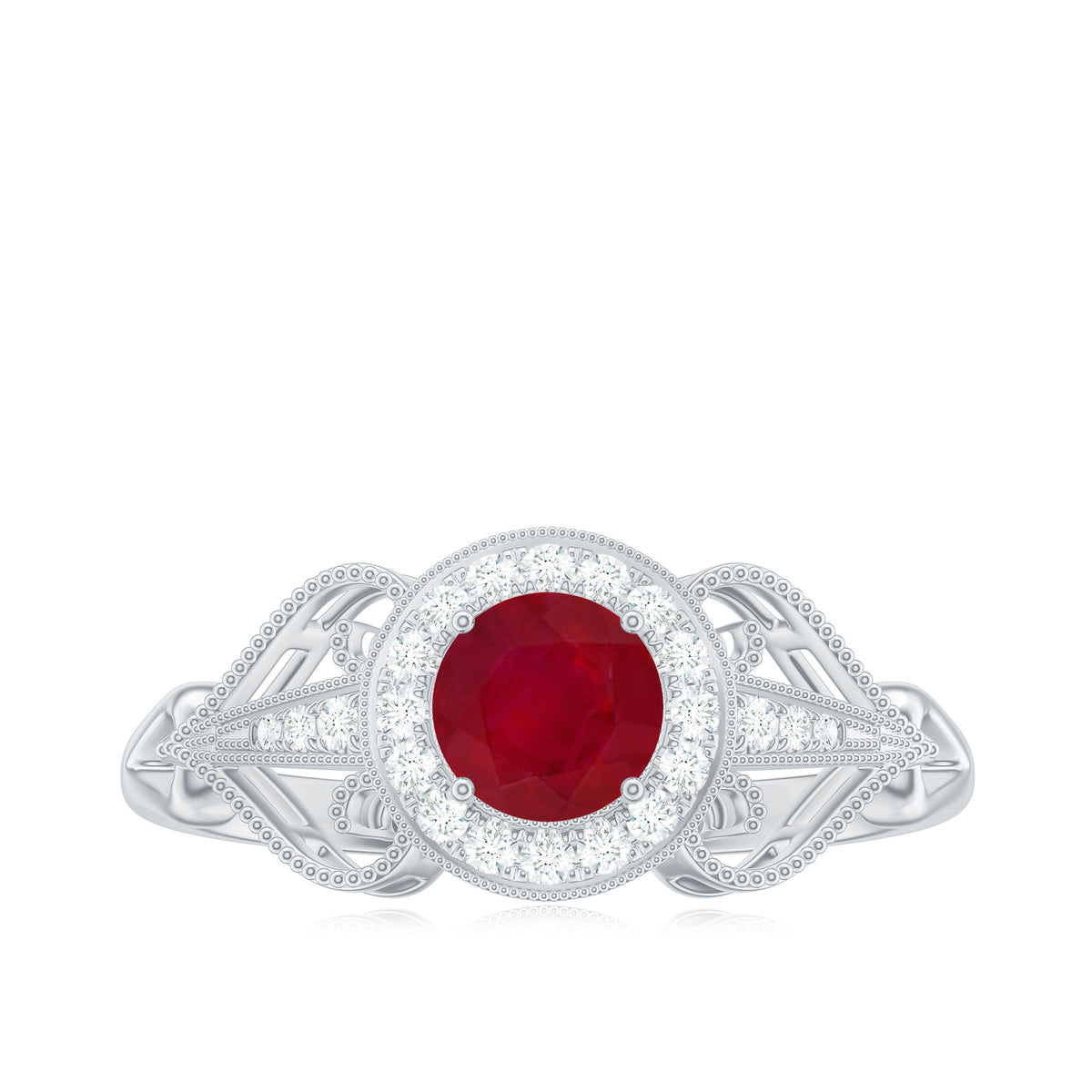 Ruby and Diamond Engagement Ring, 925 Sterling Silver I756438