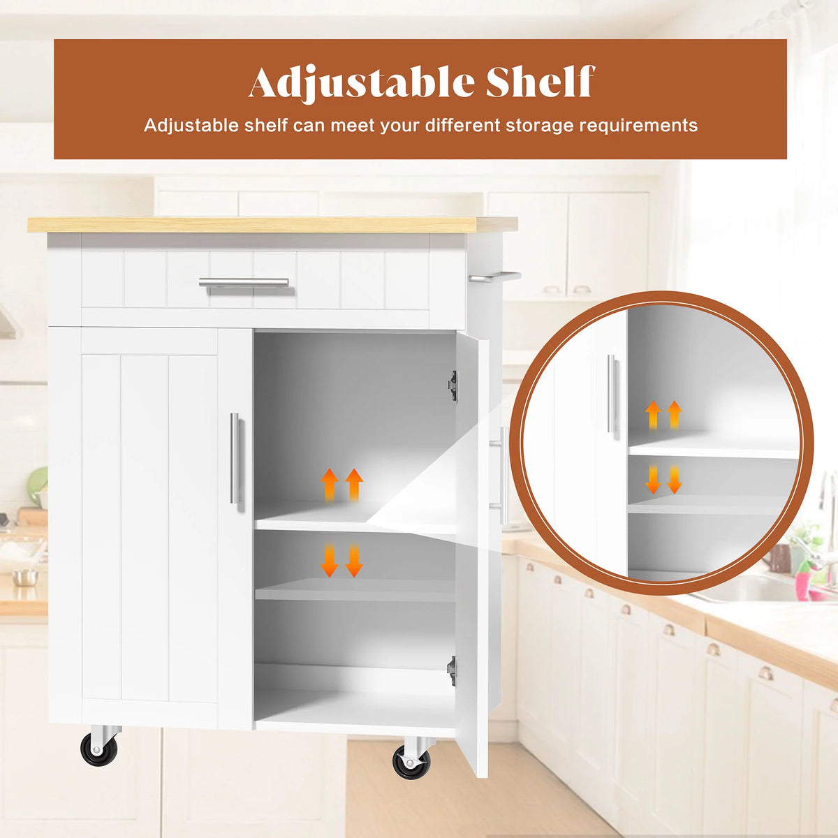 White Kitchen Island with Storage R104655