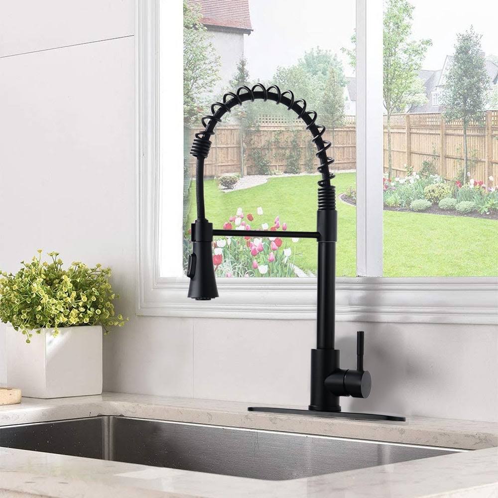 Black Kitchen Sink Faucet with Deck Plate I399910