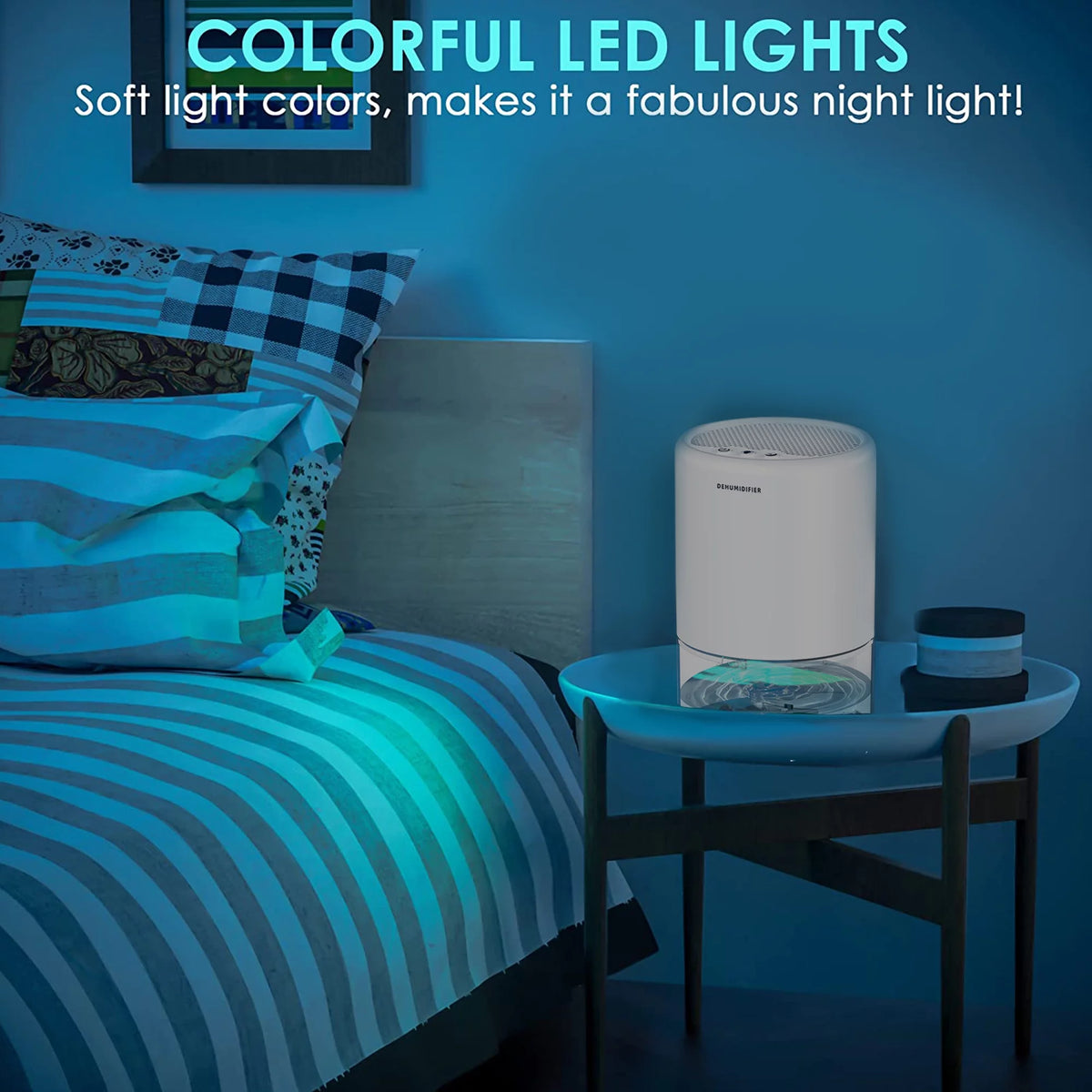 Portable Electric Dehumidifier Auto Shut Off 7 Color LED White S74936