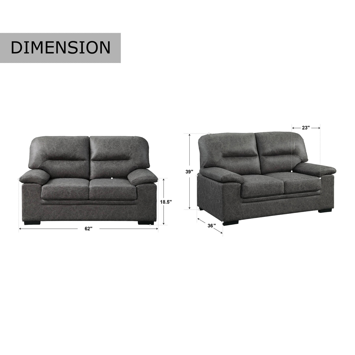 Dark Grey Loveseat D9254