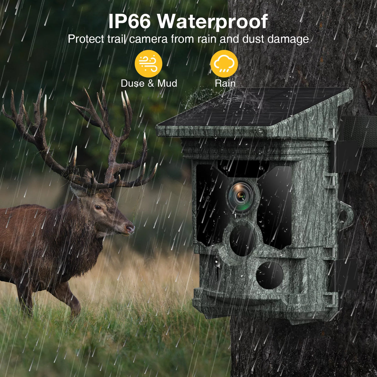 Solar Powered Trail Camera with SD Card 46MP 4K WiFi Night Vision Waterproof M6856