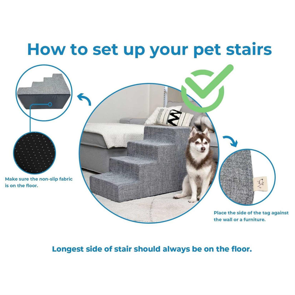 Foldable Pet Steps/Stairs with CertiPUR-US Certified Foam T974943