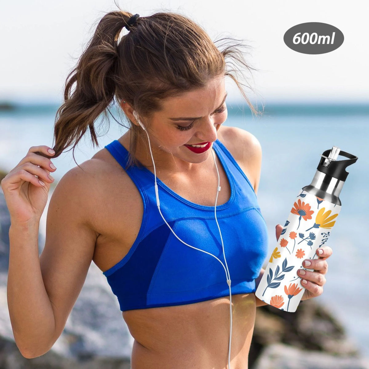 20 oz Insulated Stainless Steel Water Bottle with Straw Lid J4290