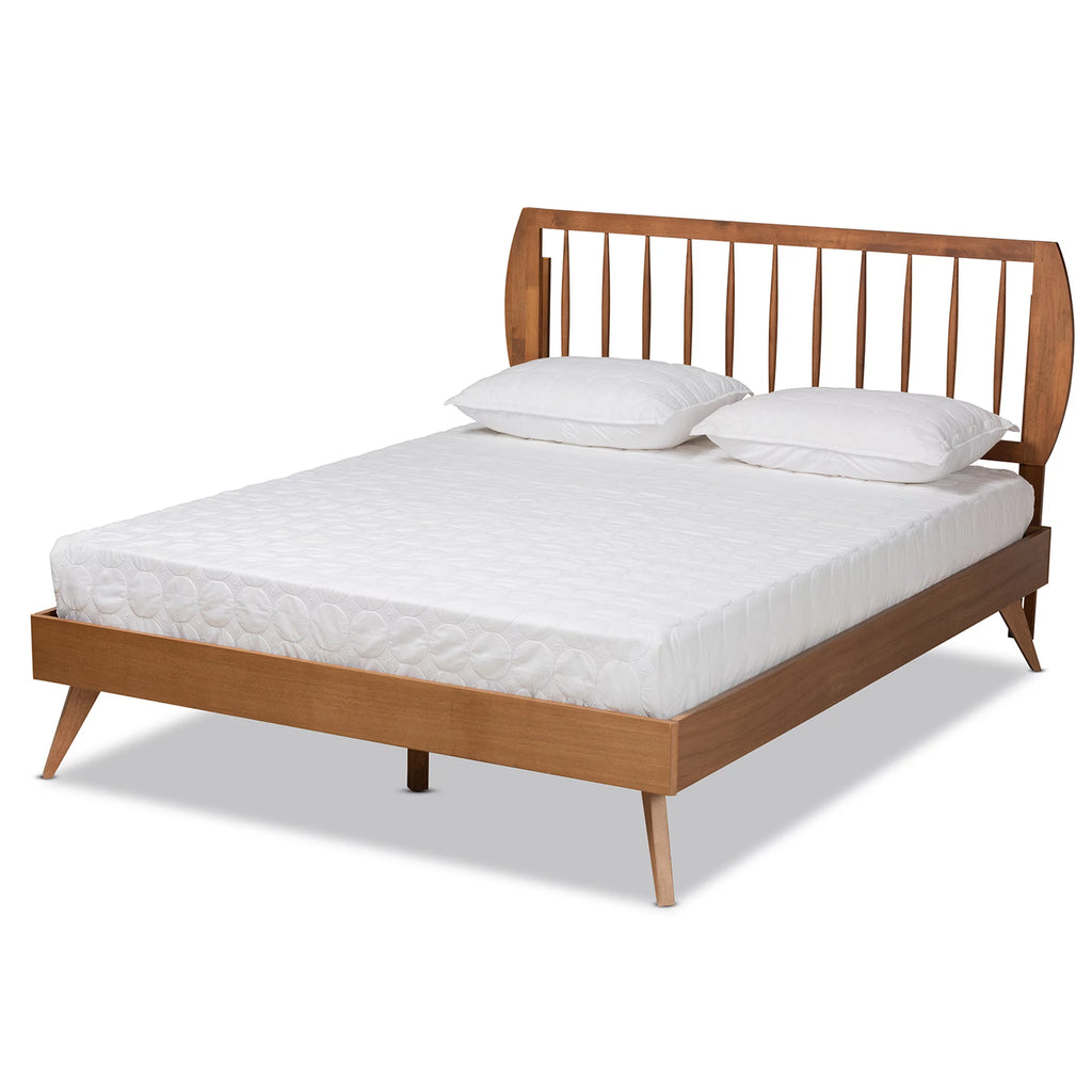 Queen Walnut Brown Engineered Wood Platform Bed G282