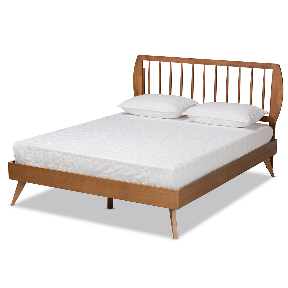 Queen Walnut Brown Engineered Wood Platform Bed G282