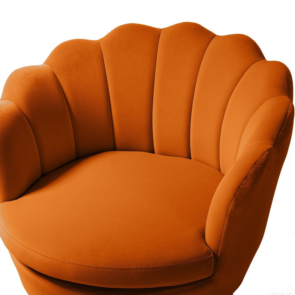 Tufted Barrel Chair with Golden Base - Teal I89259