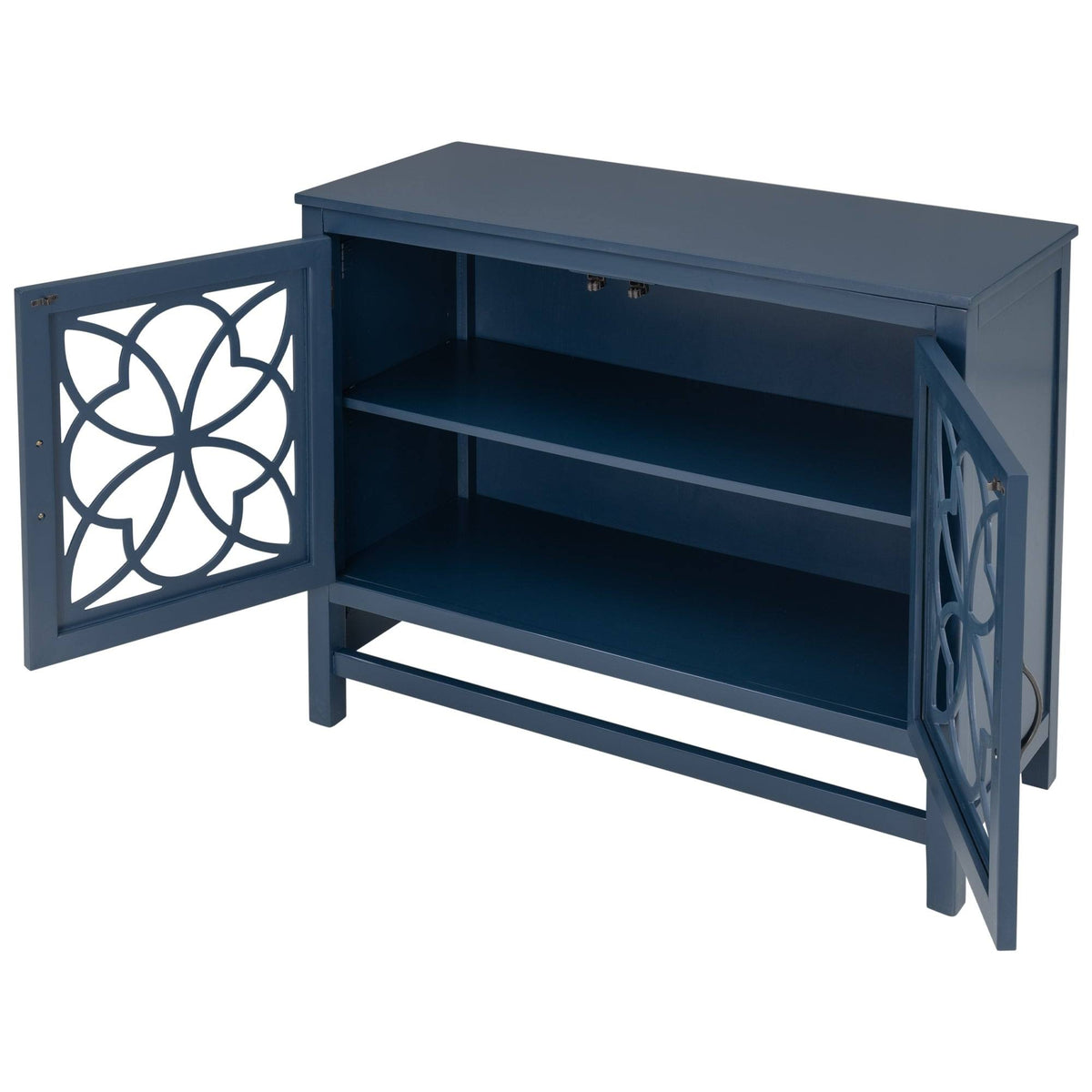 Navy Wood Accent Buffet Sideboard Storage Cabinet with Doors & Shelf J904838