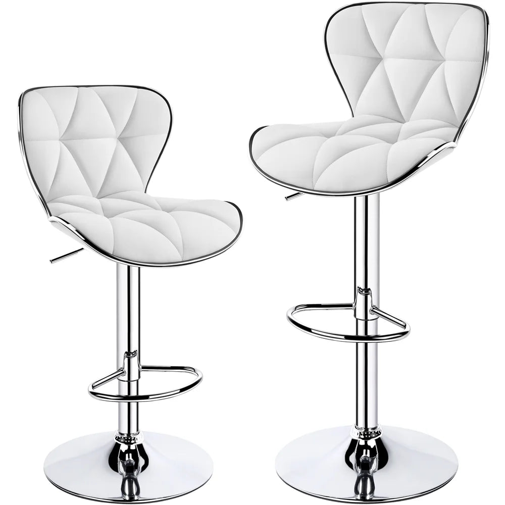 White PU Leather Swivel Bar Stool, Set of 2 Q14375