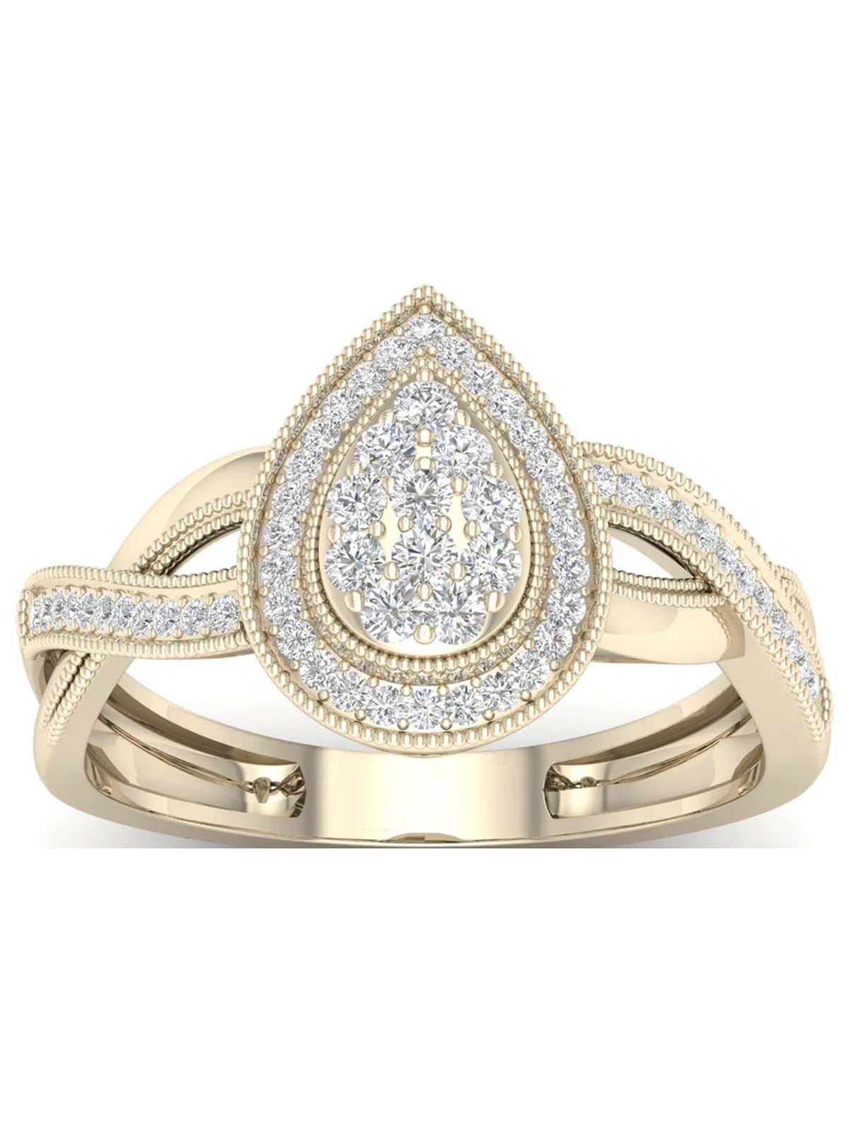 Pear Shape Cluster Halo Promise Ring T7306
