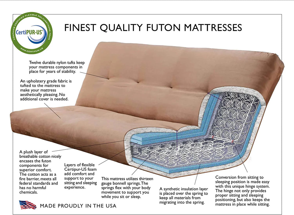 Mocha Full Size Futon Frame with Mattress C9100