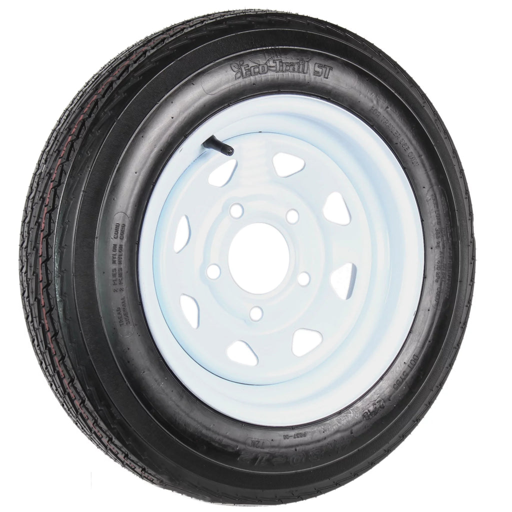 Two Trailer Tires On Rims 4.80-12 5 Lug White Spoke V152157