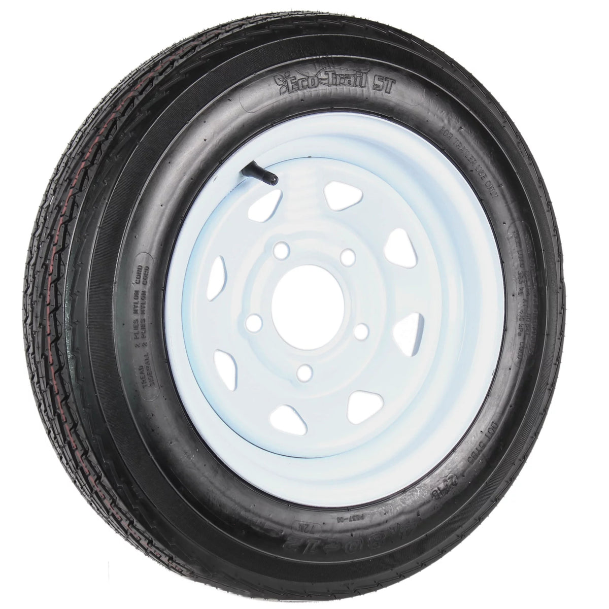 Two Trailer Tires On Rims 4.80-12 5 Lug White Spoke V152157