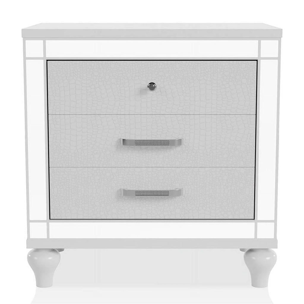 White 3-Piece Solid Wood LED Bedroom Set King O175
