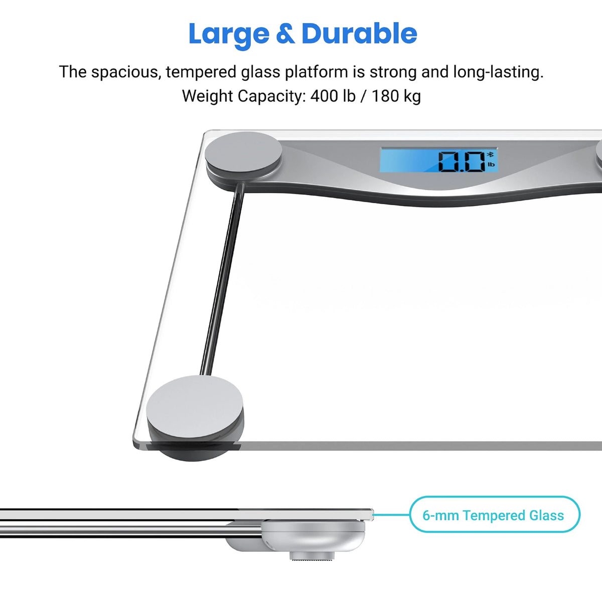 400lb Capacity Glass Bathroom Scale D4889