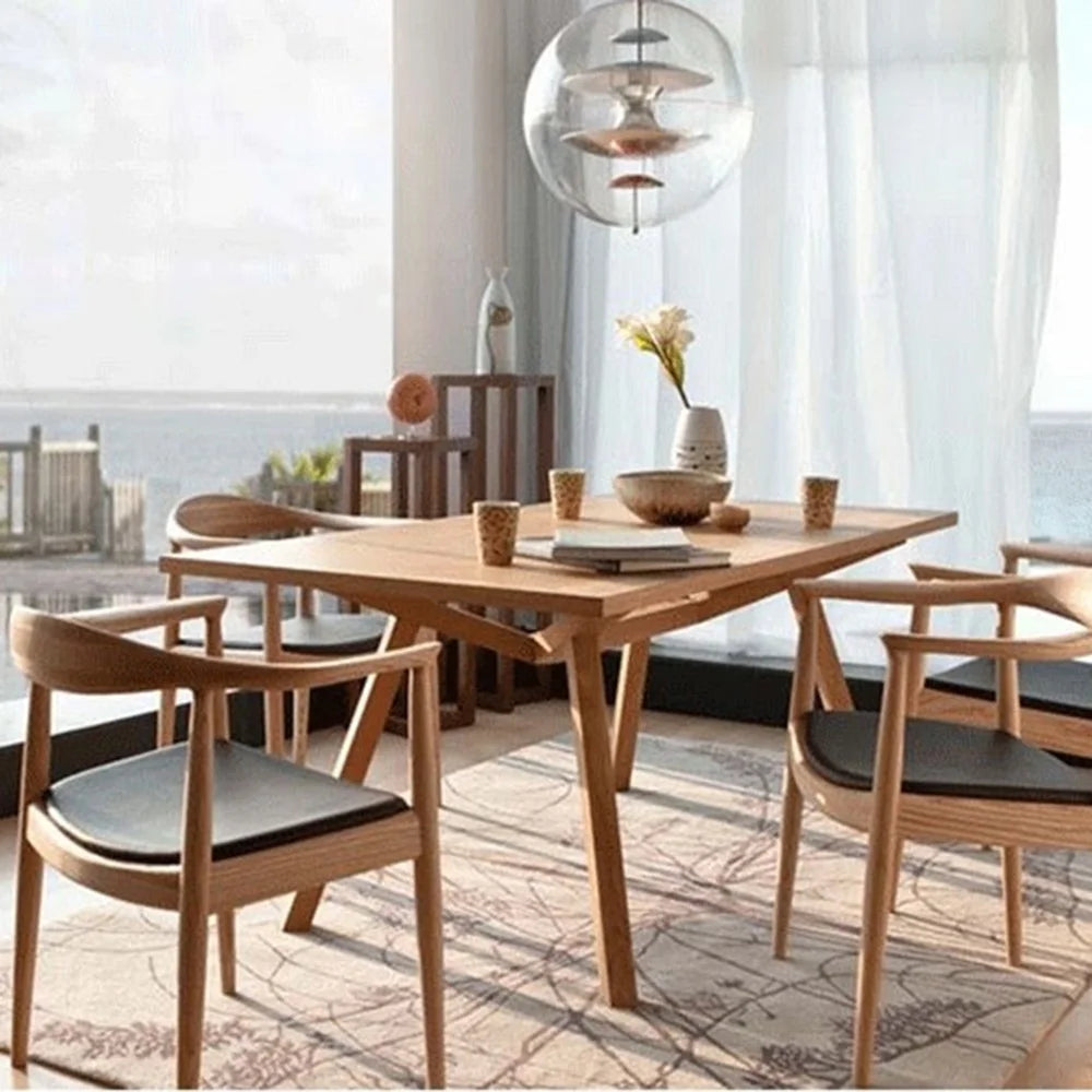 Solid Wood Farmhouse Dining Chair with PU Leather Cushion Seat T61280