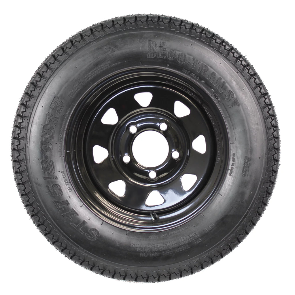 2-Pk Trailer Tire Black Spoke Wheel Rim ST175/80D13 V81352