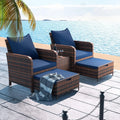5 Piece Patio Conversation Rattan Chair Set with Storage Coffee Table O910814