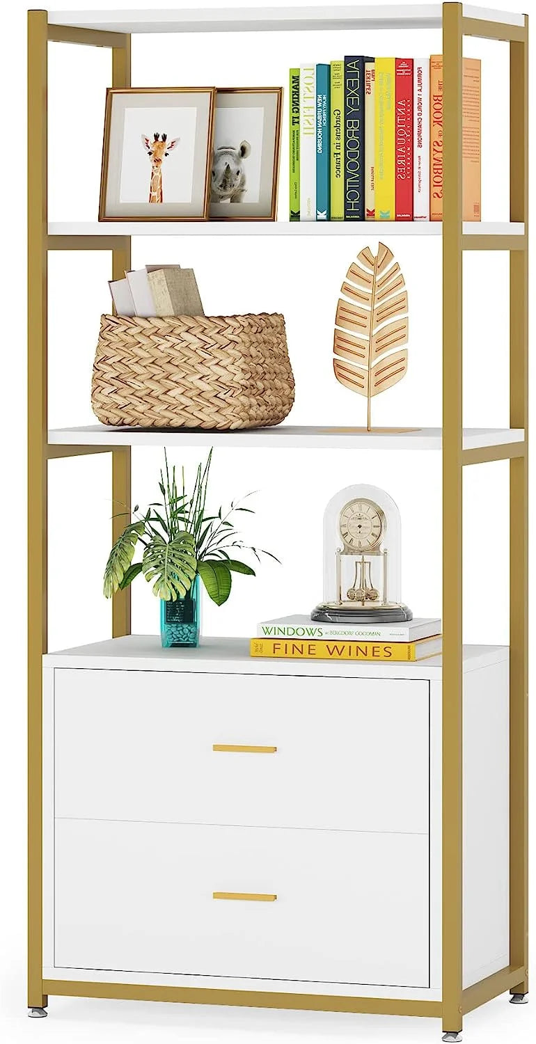 4-Tier Bookshelf with 2 Drawers N544