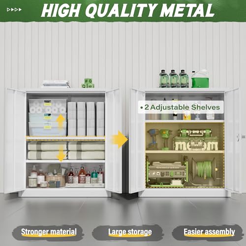 Black Metal Storage Cabinet with 2 Doors and 4 Adjustable Shelves G22260
