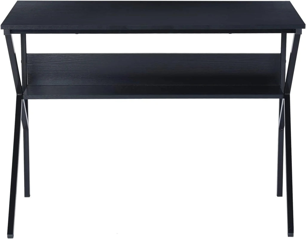 39.4 inch Black Desk with Storage Shelves Y6656