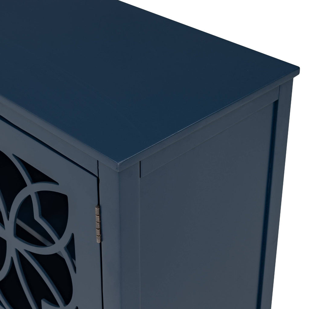 Navy Wood Accent Buffet Sideboard Storage Cabinet with Doors & Shelf J904838