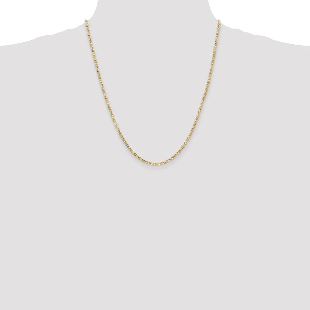 14kt Yellow Gold Flat Figaro Chain 22 inch Lobster Clasp X6745