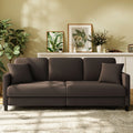 Beige White Teddy Fleece Loveseat Sofa with 2 Pillows K878146