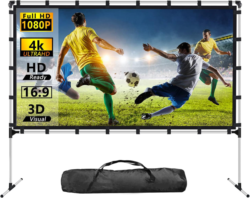 120 inch 16:9 Portable Projector Screen with Stand and Carry Bag Q795