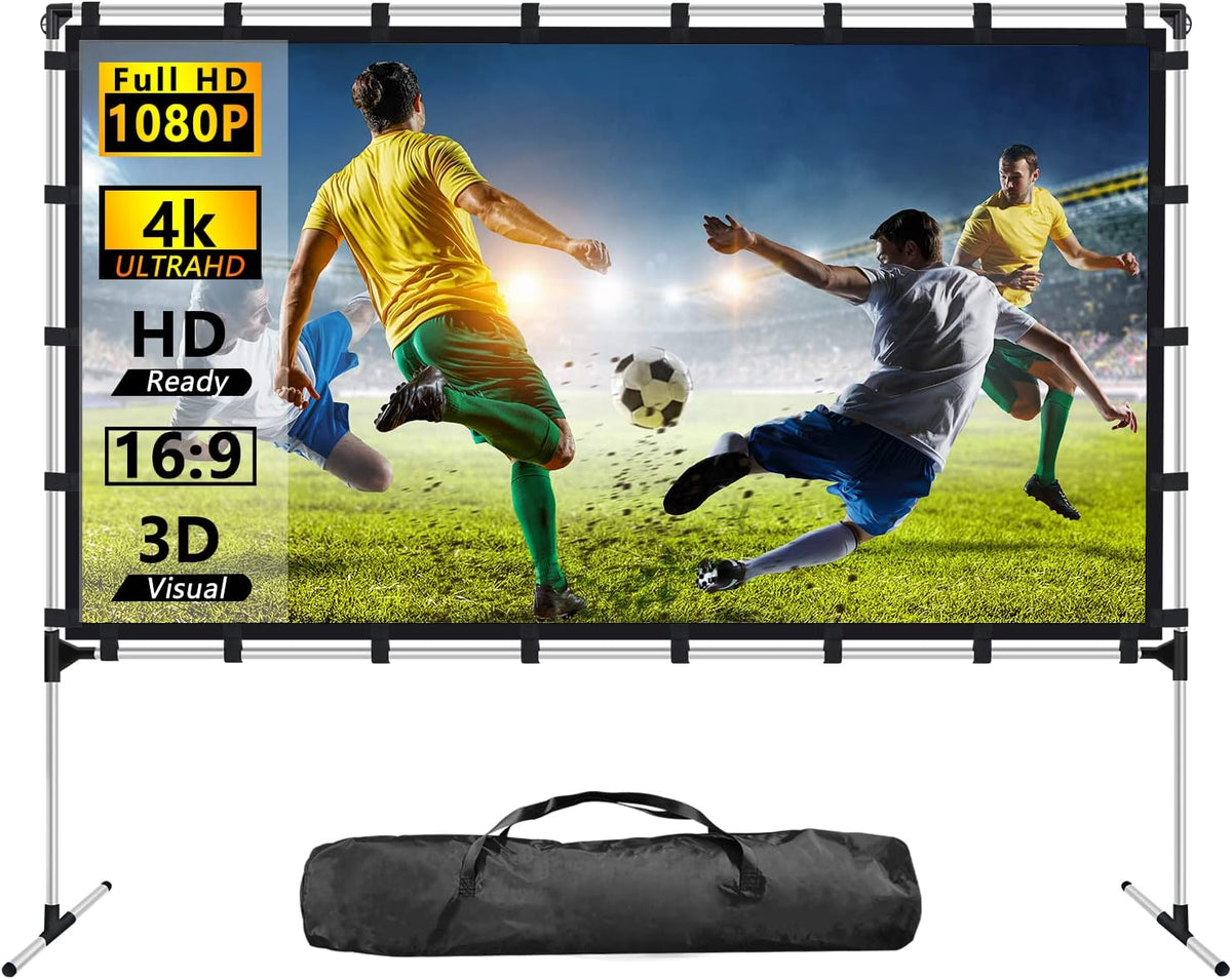 120 inch 16:9 Portable Projector Screen with Stand and Carry Bag Q795
