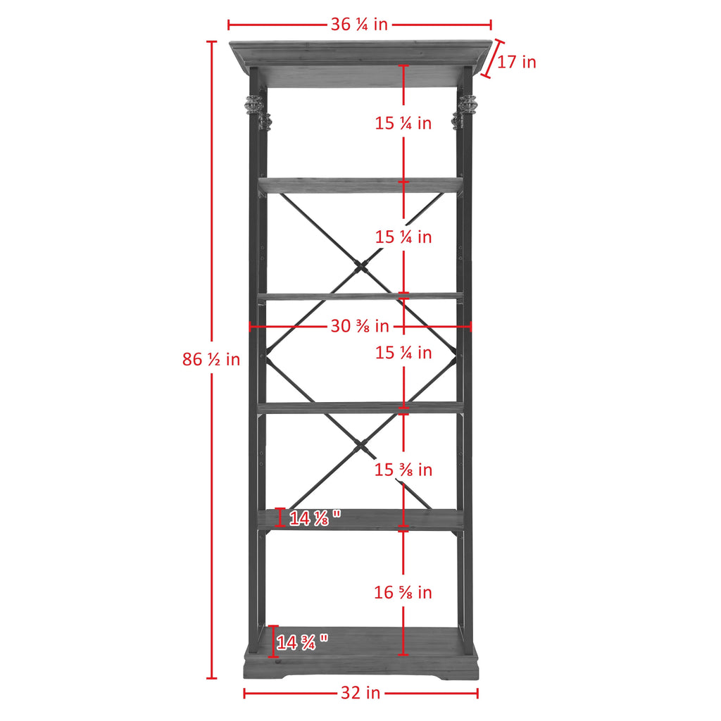 6-Tier Wood and Metal Bookcase Z75406