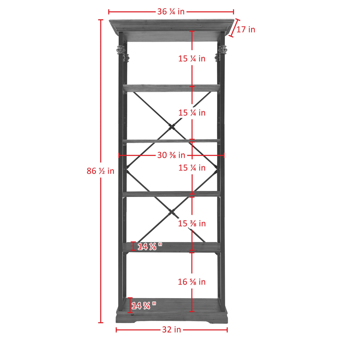 6-Tier Wood and Metal Bookcase Z75406