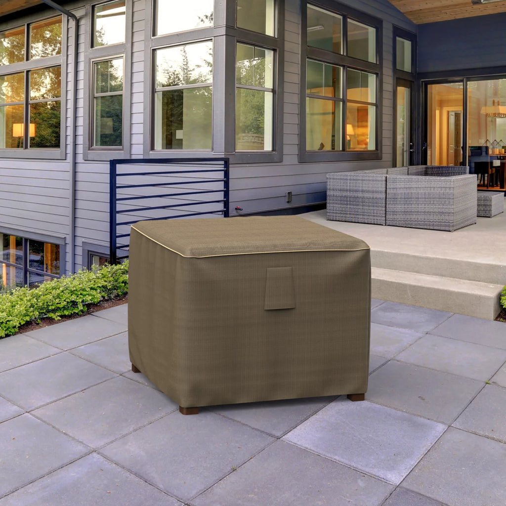 Black and Tan Patio Table Ottoman Cover X42422
