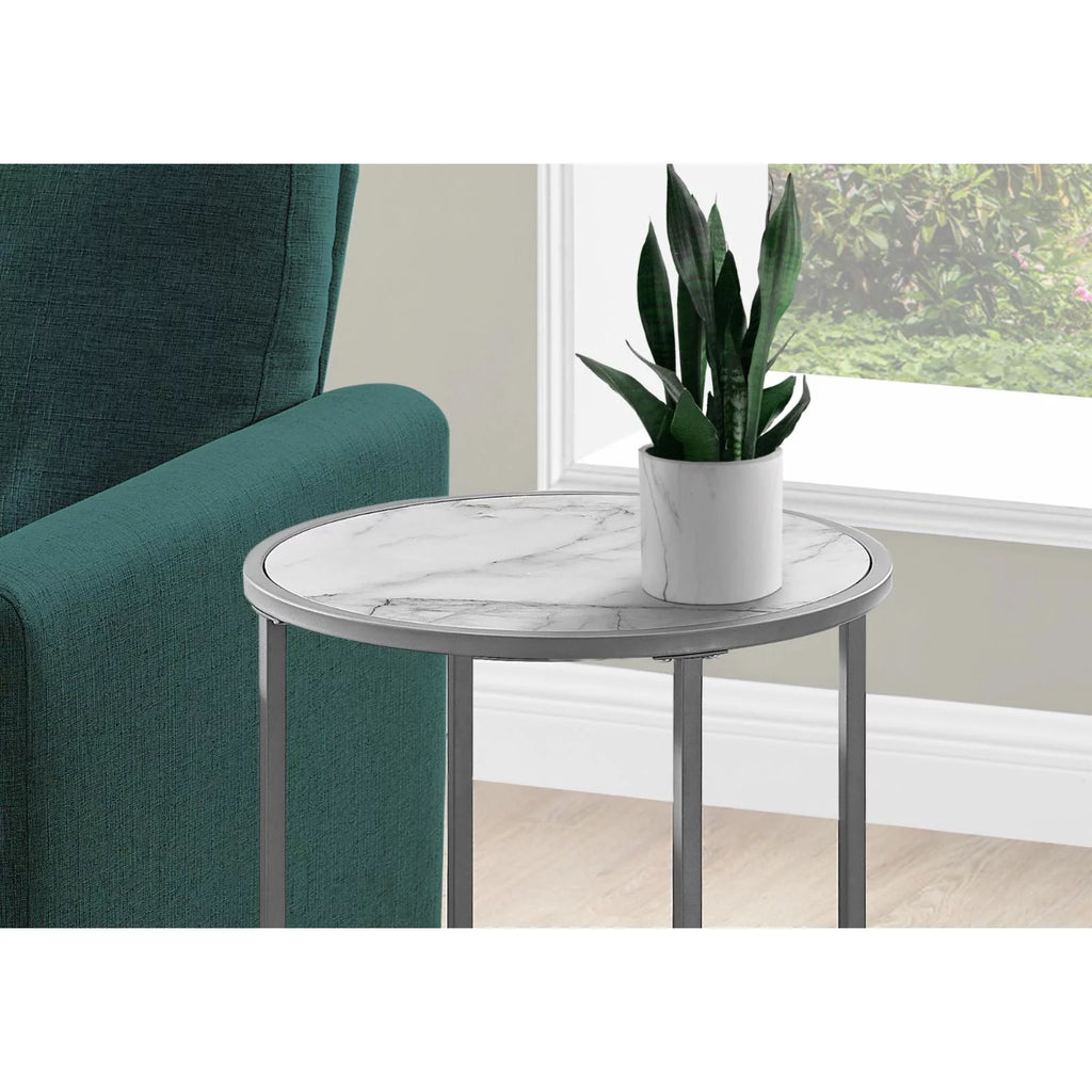 White Round Metal Accent Table F6088