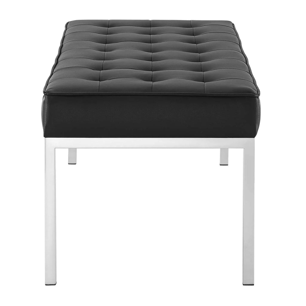 Black Faux Vinyl Leather Accent Chair Bench F13019