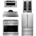 36 Gas Range, Range Hood, Refrigerator, Microwave and Wine Cooler I126142