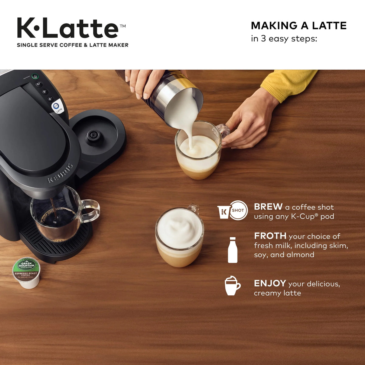 Single Serve K-Cup Coffee and Latte Maker, Black C2808