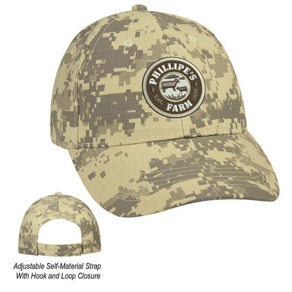 Digital Camouflage Cap, 100% Cotton Ripstop, 6 Panel, Structured Crown E85831