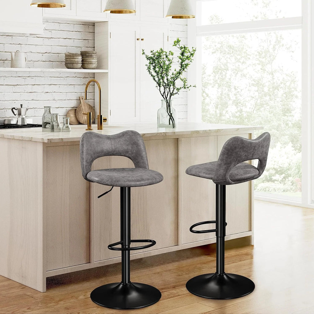 Grey Adjustable Swivel Bar Stools Set of 4 N555162