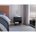 Black Nightstand with Drawer and Open Shelf V351