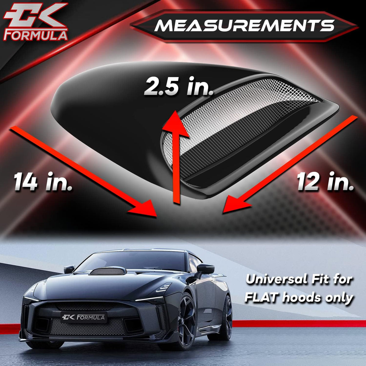 Black Hood Scoop Car Hood Vent Cover, 1 Piece Pack of 2 S685140