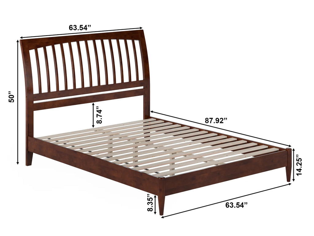 Queen Solid Wood Sleigh Platform Bed W737
