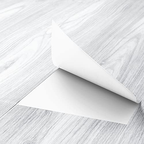6"x36" 15pcs Natural Wood Peel and Stick Vinyl Floor Tile White Waterproof U6672