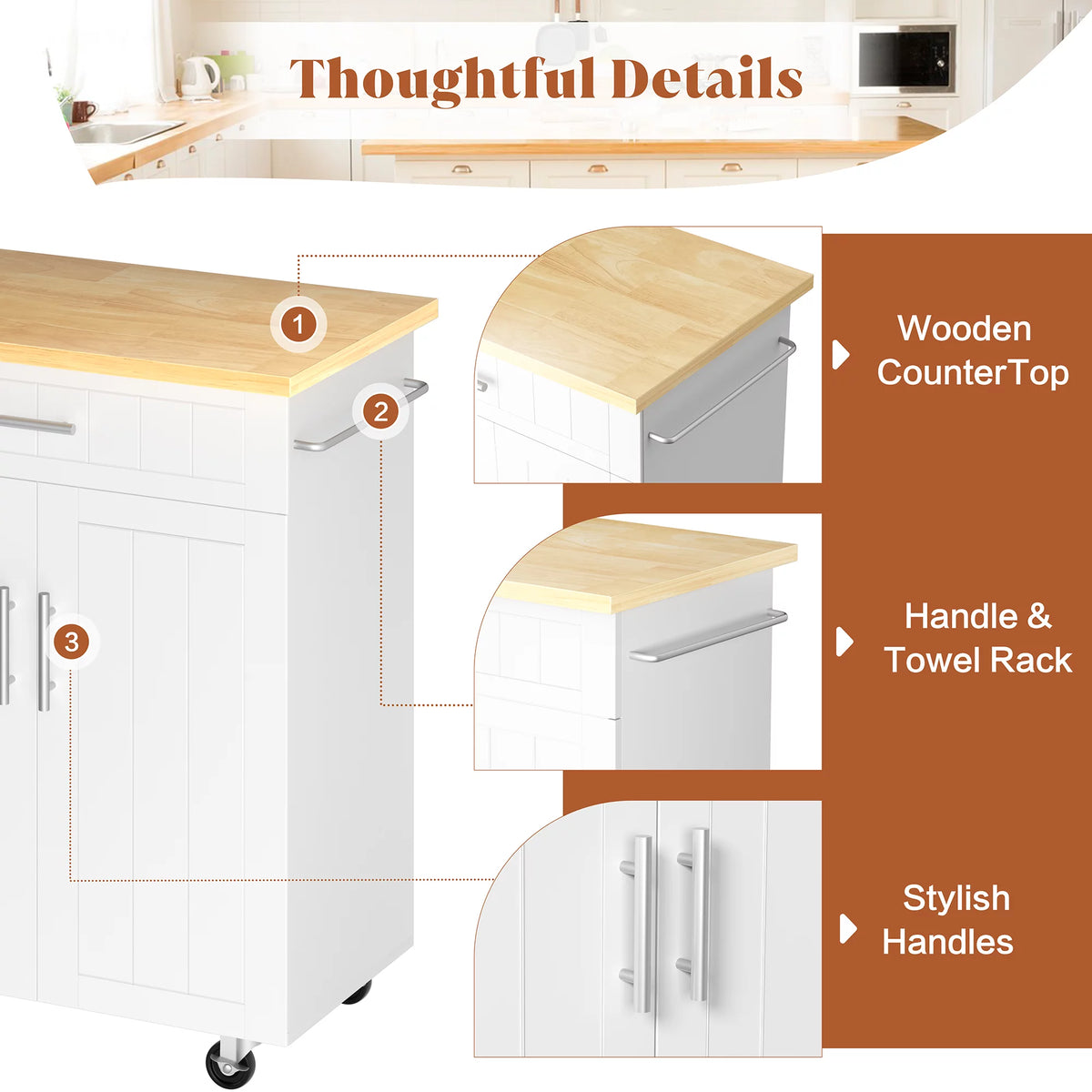 White Kitchen Island with Storage R104655