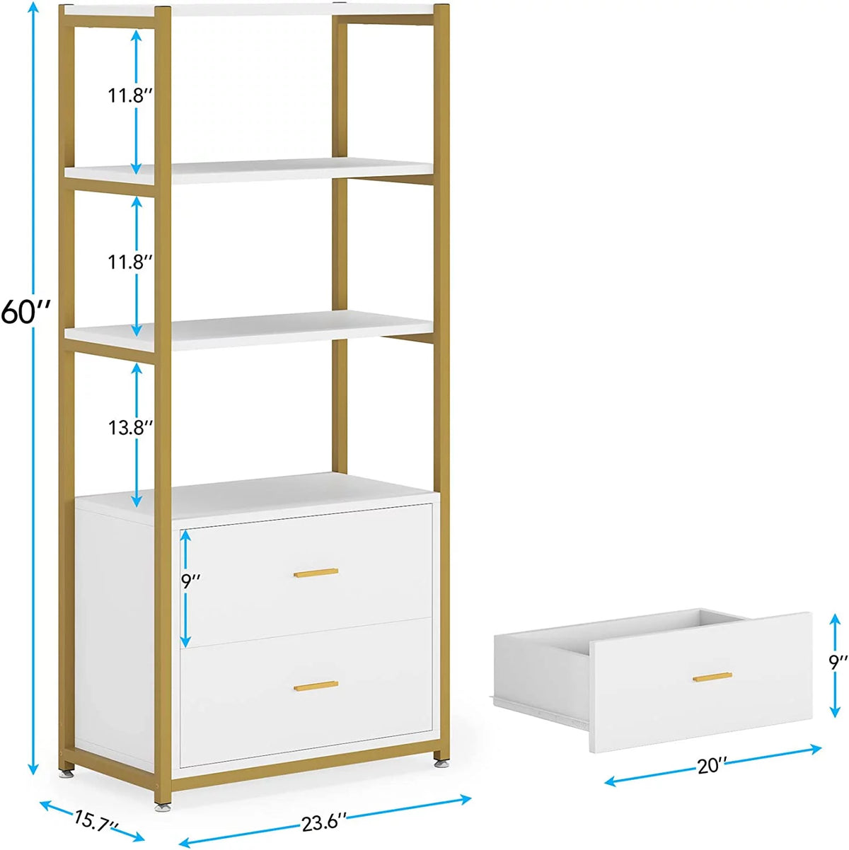 4-Tier Bookshelf with 2 Drawers N544