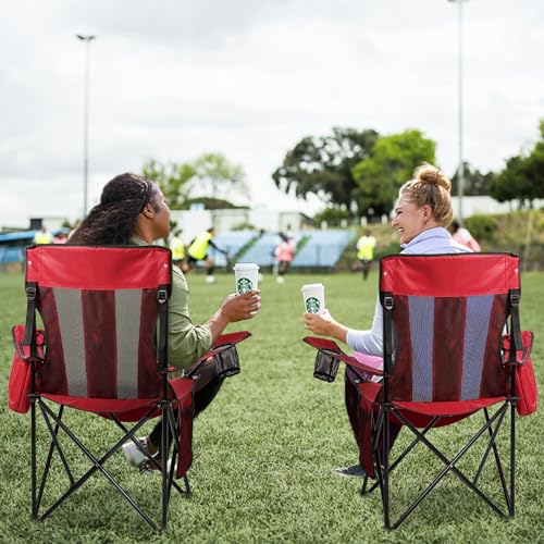 4 Pack Grey Folding Camping Chairs with Cooler Pouch K375