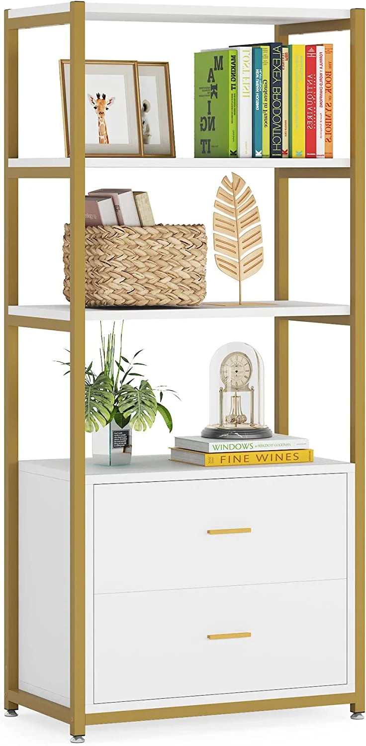 4-Tier Bookshelf with 2 Drawers N544