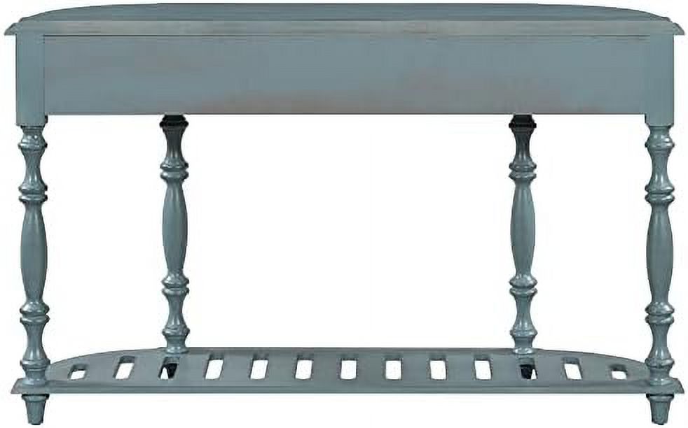 Curved Console Table with 4 Drawers Solid Wood Frame Black E713627