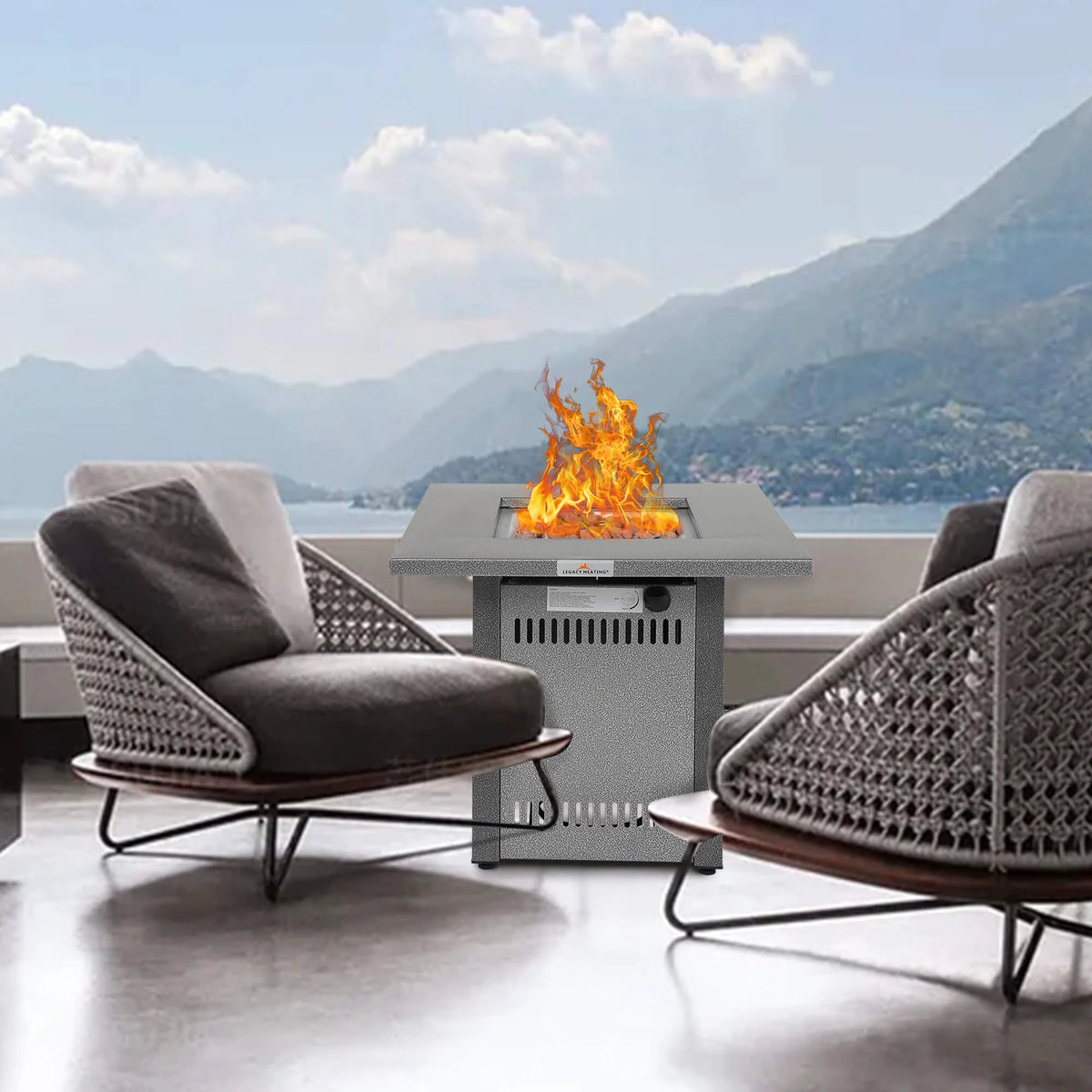 50000 BTU Propane Fire Pit Table with Lid & Lava Rocks W852